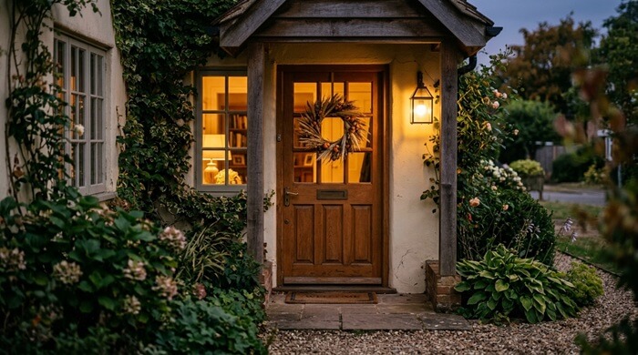Christian family home with lights for protection
