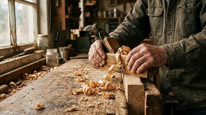 Man working hard with his hands
